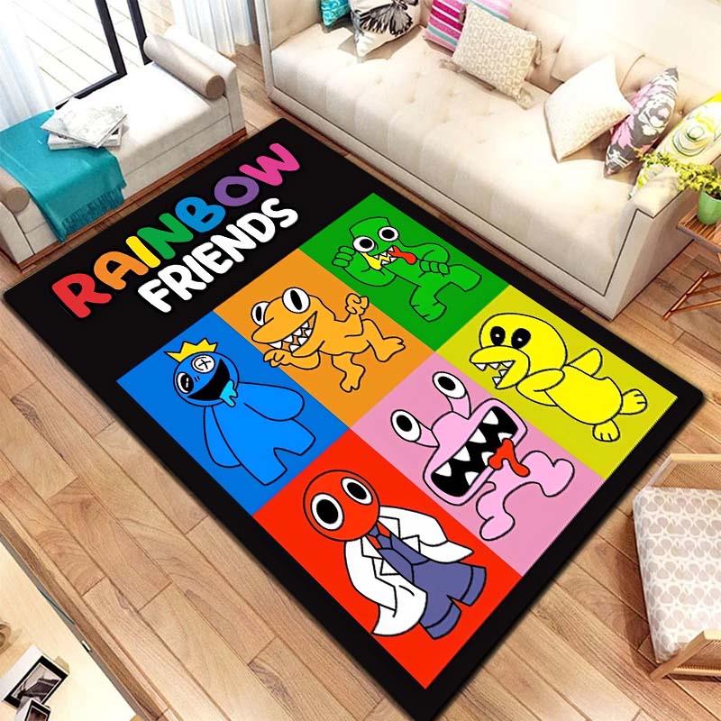 R Rainbows Friends Spielcharakter Druck Teppich rutschfest weich Boden Teppich Spielzimmer Schlafzimmer Geschenk Innen Wohnkultur