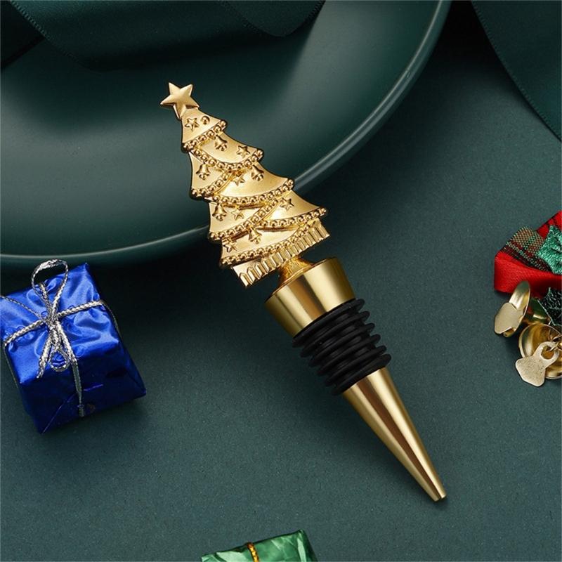 Holiday Wine Stopper Christmas Tree Decoration Practical Zincs Alloy Bottle Cork For Home Party Decoration
