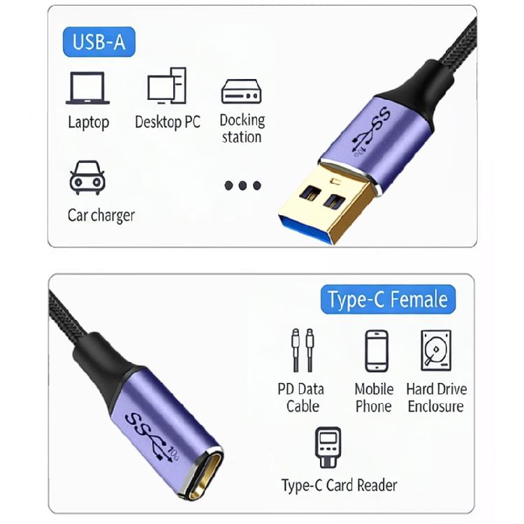 10/20/30/50/100cm USB 3 0 Male To USB C Female Connectors Cable 10Gbps For Laptop Accessories And Peripherals