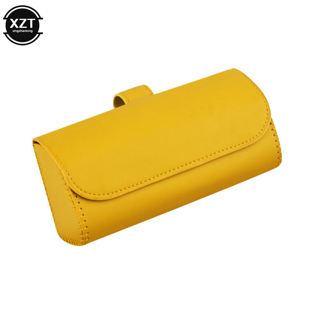 PU Leather Car Visor Sunglasses Case Clip Hanger Magnetic Fastener Sunglasses Holder Storage Box Eyeglasses Holder Car Interior