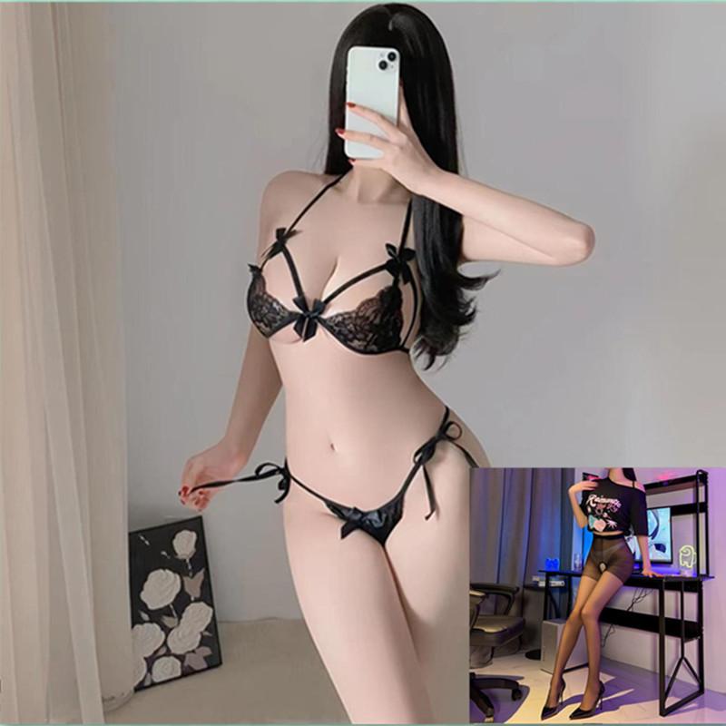 Seksowna bielizna seksowna koronkowa biustonosz trzypunktowy bielizna damska transparentna kusząca piżama garnitur
