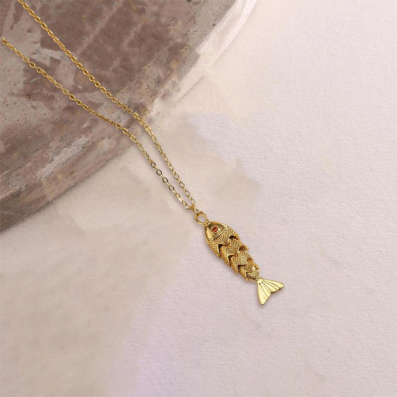 

Модное персонализированное ожерелье-подвеска в виде рыбки кои для женщин, девушек, ретро, универсальное, золотое ожерелье с рыбкой, ювелирные аксессуары, подарок