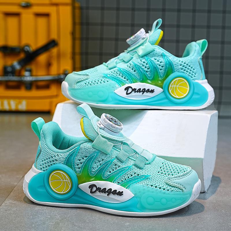 

Boys Shoes Rotating Buckle Children s Sports Basketball Breathable Mesh Surface Medium Large 36