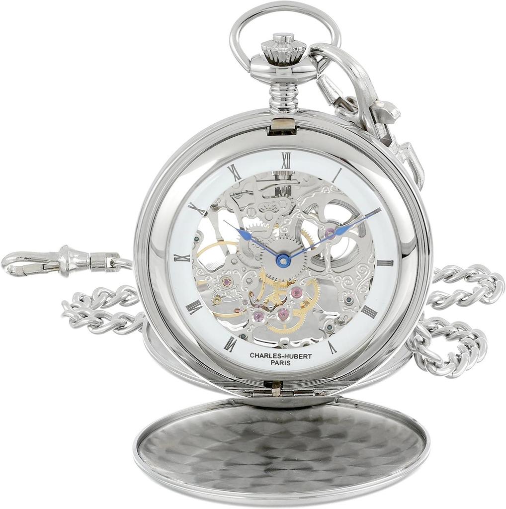 Pocket Watch Mechanical Manual Winding Skeleton [Charles Hubert] 3780-W Men's