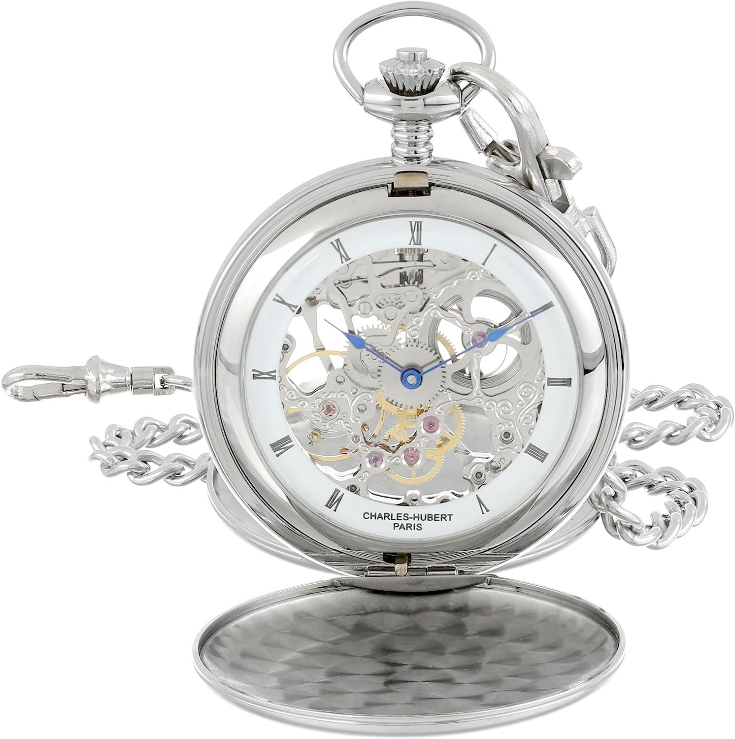 

Pocket Watch Mechanical Manual Winding Skeleton [Charles Hubert] 3780-W Men s срібний