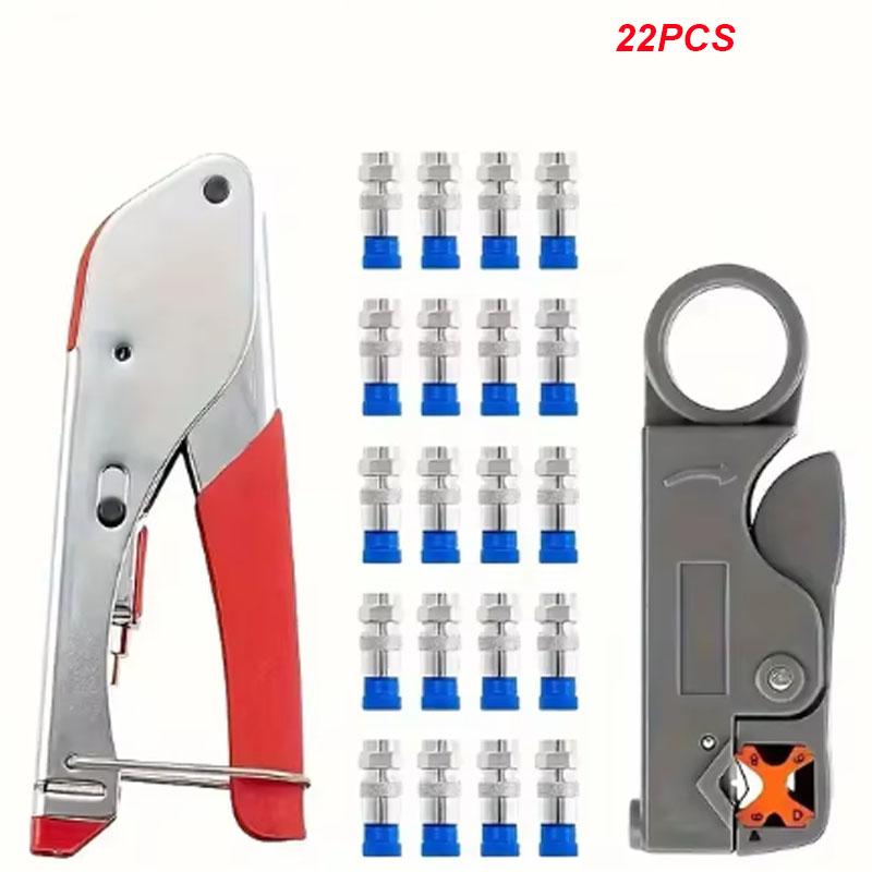 Coax Cable Crimper Coaxial Compression Tool Kit Wire Stripper With F RG6 RG59 Connectors Stripper Crimping Pliers Hand Tools