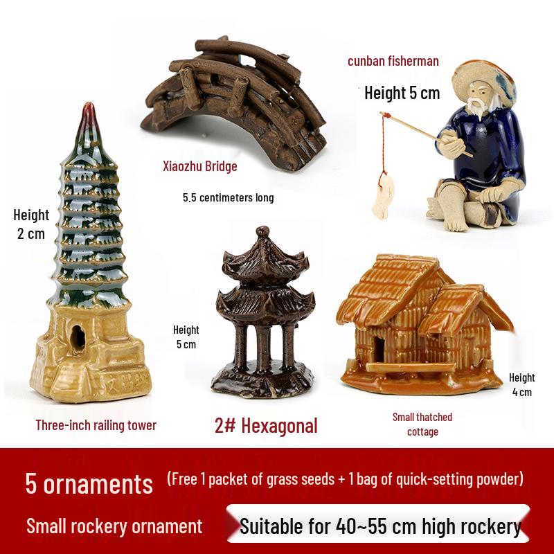 Rocalla de Piedra de Montaña Cerámica para Estanques de Peces, Decoraciones de Bonsái - Adornos de Paisaje para Patio.
