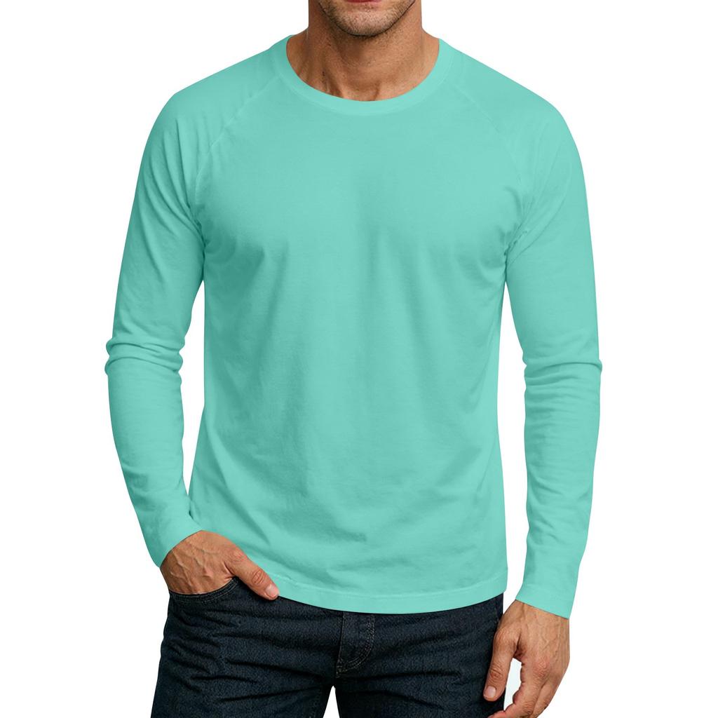 Men's Round Neck Plunger Long Sleeve T-Shirt Top