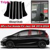 6PCS Glossy Piano Black/Carbon Fiber PC Material Pillar Post Door Side Trim Column Cover Sticker For Honda Fit Jazz GK 2014-2024