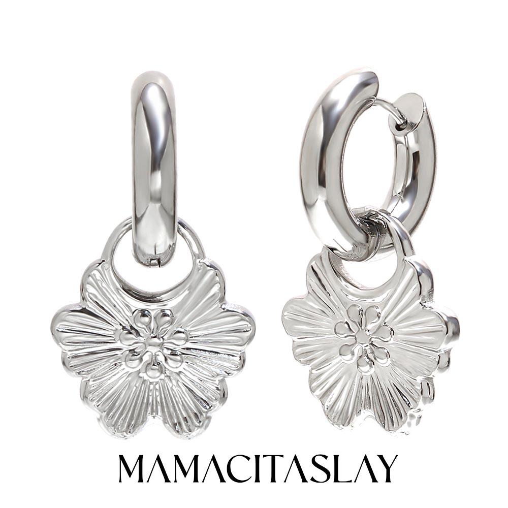 

MamacitaSlay 316L Stainless Steel Flower Hoop Earrings 18K Gold Plated Waterproof Jewelry Women s Elegant Statement Earrings