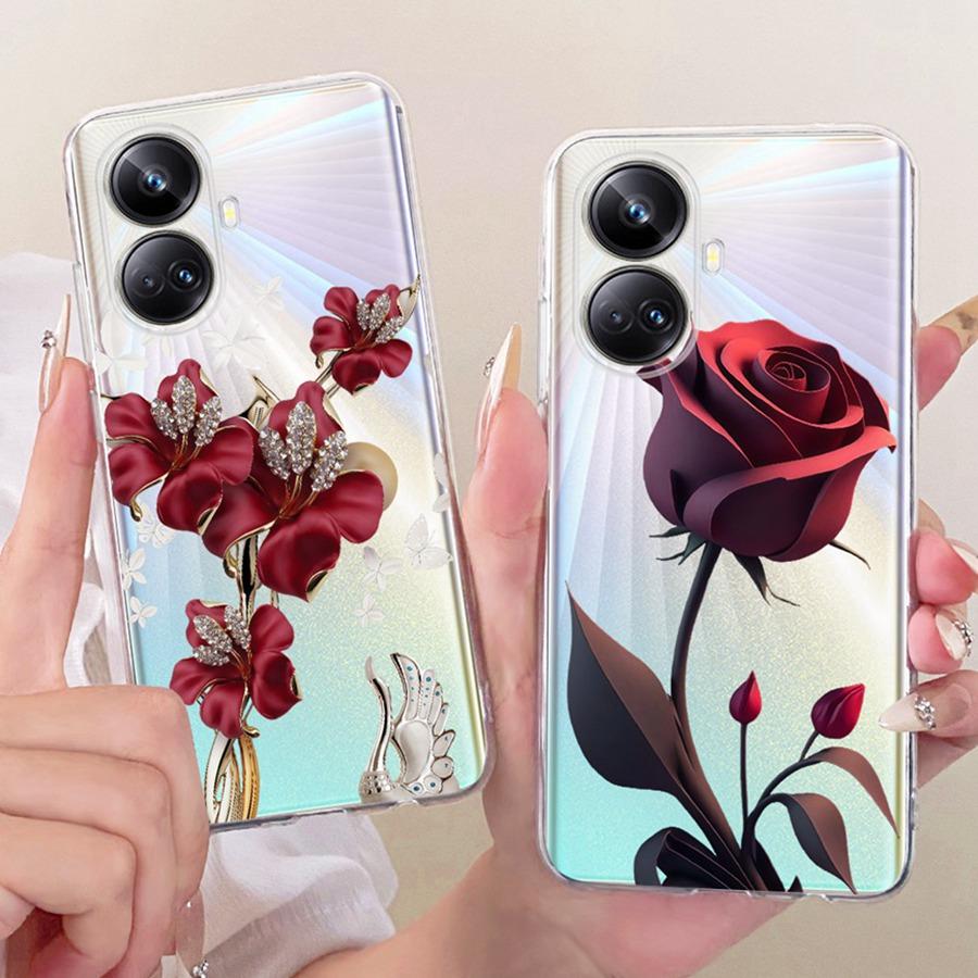 For Realme 10 Pro Case Soft Silicone TPU Protective Bow flower Phone Case For Realme 10Pro+ transparent Realme10 4G Cover Coque
