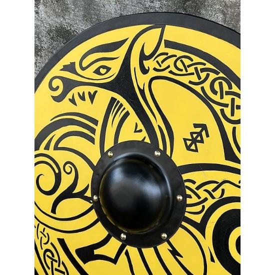 24"Medieval Warrior Wooden Viking Round Shield Face New Replica Designer Style