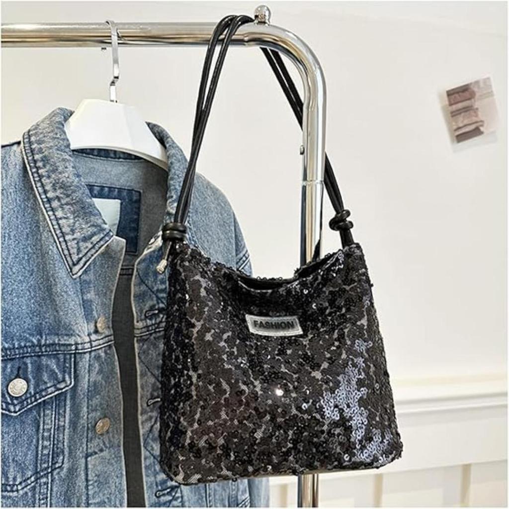 Sequin Handbag, Tote Bag for Women, Adjustable Shoulder Strap, Crossbody Bag for Wedding, Prom, Parties, Travel