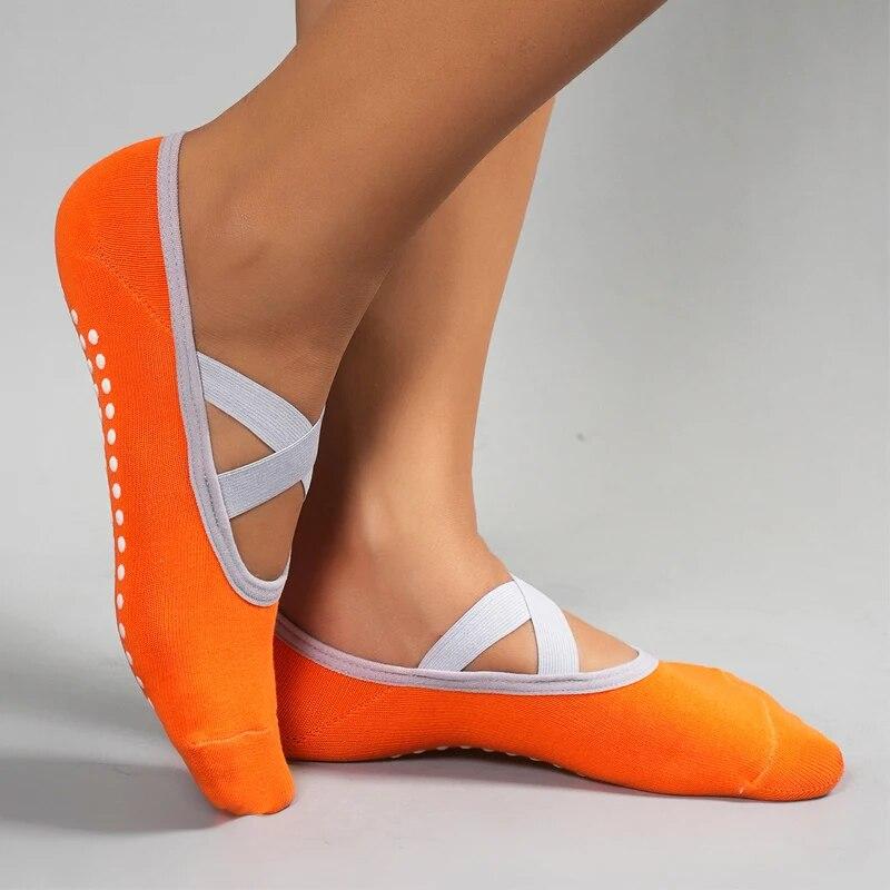 Damen Bandage Pilates Socken Silikon Anti-Rutsch Quick-Dry Yoga Socken Damen Ballett Tanz Baumwolle Sport Fitness Socken für das Fitnessstudio