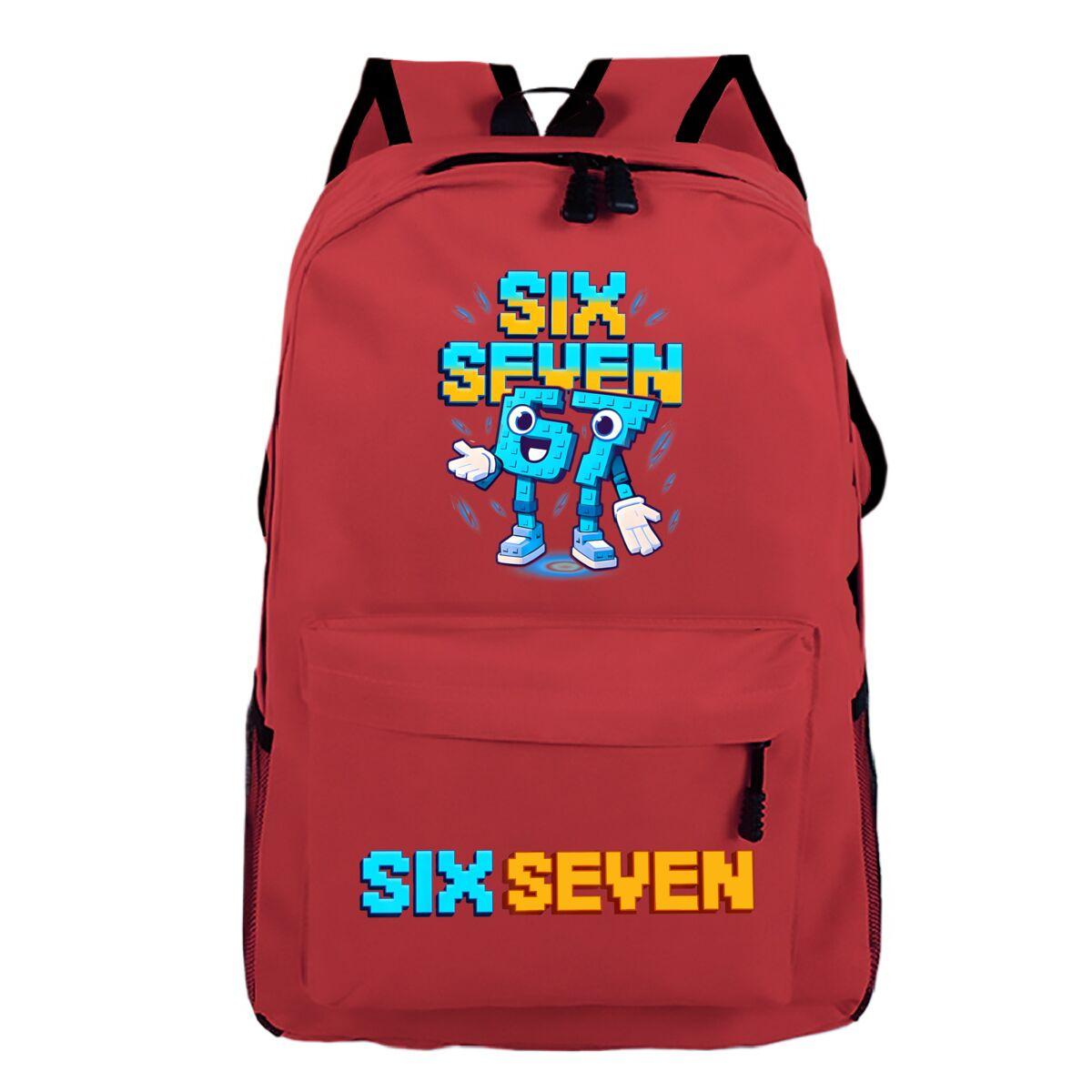Zes Zeven Rugzak Italiaans Hersenkweek Grafisch Goudkleurige Print Meme Gaming Schoudertas Tiener Mode Meisje Jongen Cartoon Schooltas