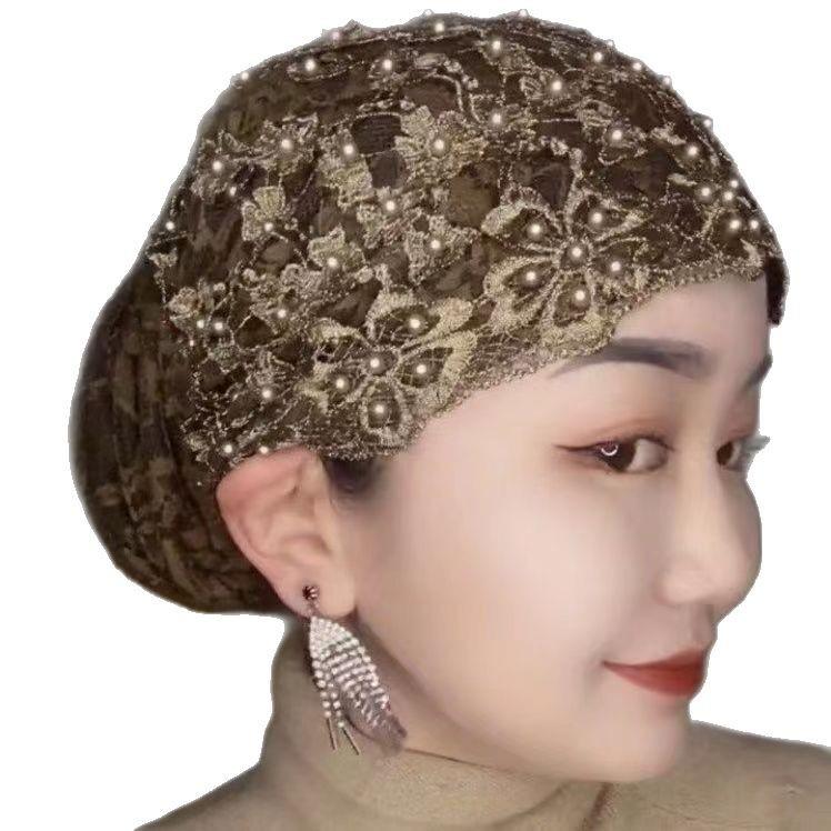 2025 Sommer Pflaumenblüten Spitze Perlen Stirnband für Frauen - Eleganter Freizeit Hut für Mütter & Senioren