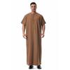 Men's Short Sleeve Muslim Robe Ethnic Style Traditional National Costume Loose Casual Long Gown Daily Wear Arabian Robe