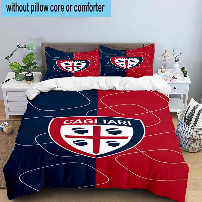 3PCS Football Cagliari Design Bedding Set,Including 1pc Duvet Cover And 2pcs Pillowcases Perfect for Bedroom, Dormitory, Fan Christmas gift