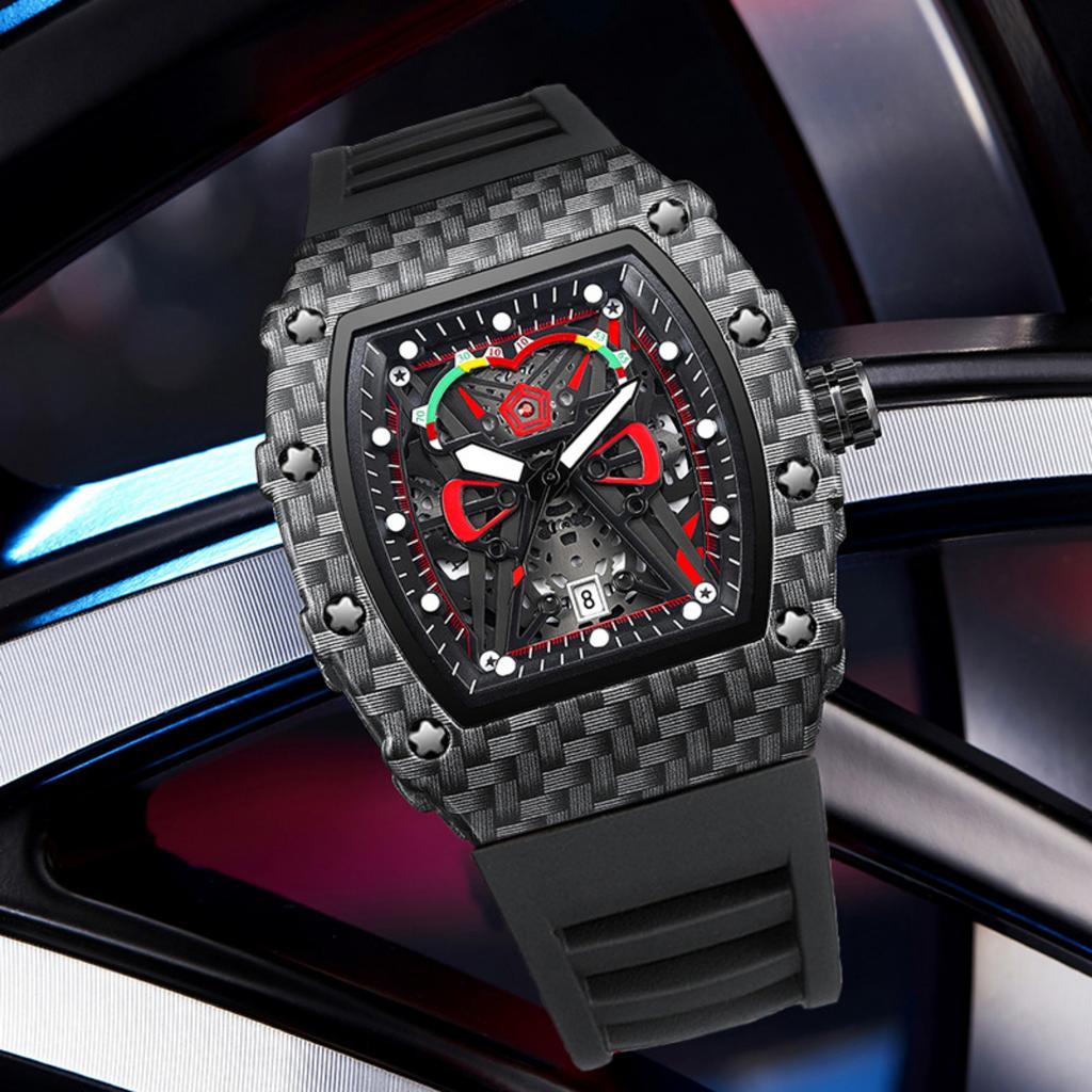 UTHAI CQ232 New Concept New Watch Men's Trendy Waterproof Glow Men's Watch Watch Silicone Wine Barrel Quartz Watch