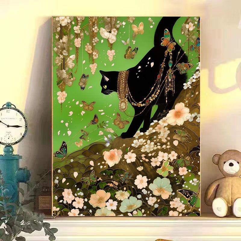 Diy Digital Oil Painting Butterfly Cat Series Hand-Filled Coloring Oil Painting Living Room Bedroom Decoration Painting