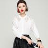 Bailuyu 2026 Spring Lace Hollow-Out Stand-Collar Shirt