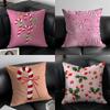 Christmas Candy Cane Holiday Cushion Cover Pillow Case Antidustmite Invisible zipper silky plush cushion