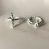 Sterling S925 Trendy Silver Open Ring Designed With Geometric Cross Texture For Aesthetics Modern