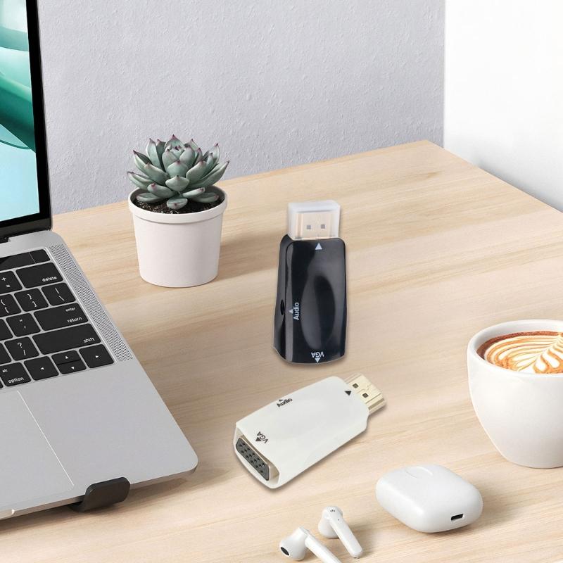 Highly Speed HDTV to VGA Converter Supports 1080P Full Clear Audios Cable for Projectors Display MultiScreens Adapter