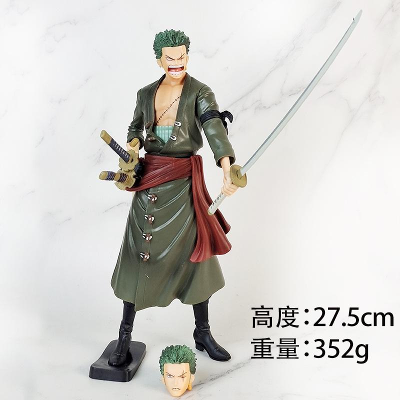 

Anime One Piece Grandista Roronoa Zoro Model 2 Headed Eagle Interchangeable Head Model Sword Showdown Sanji Dessert Plaything Doll No box