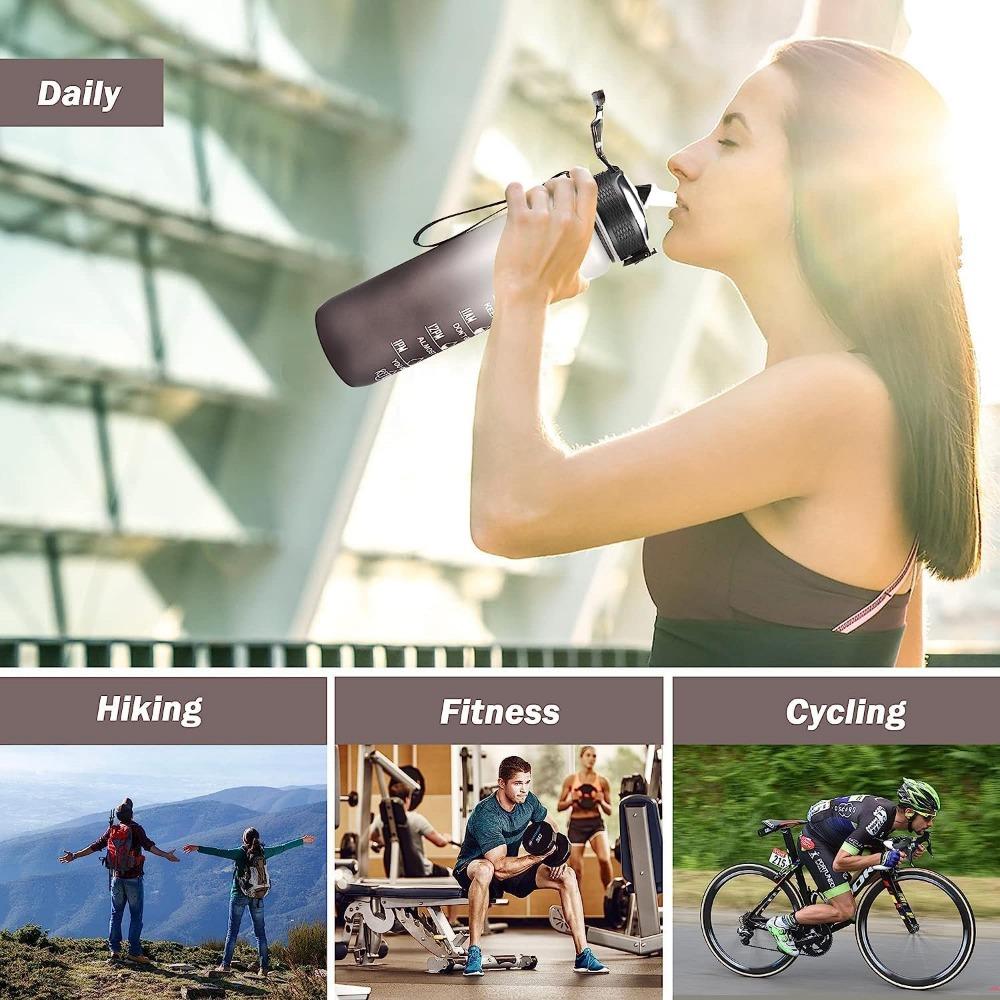 1000ml Leak Proof Water Bottles with Times to Drink and Straw Motivational Drinking Sports Water Bottle for Fitness Gym Outdoor