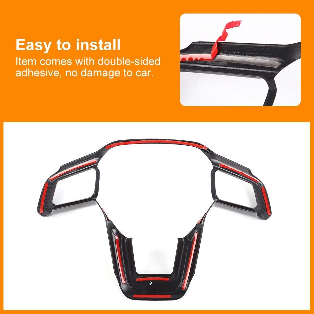 Carbon Fiber Interior Steering Wheel Trim Cover Replacement For Ford Mustang 24+