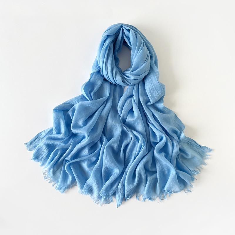 Solid Color Scarf Shawl Fashion Literary Cotton and Linen Scarf Red Silk Scarf Women's Desert Travel Shawl