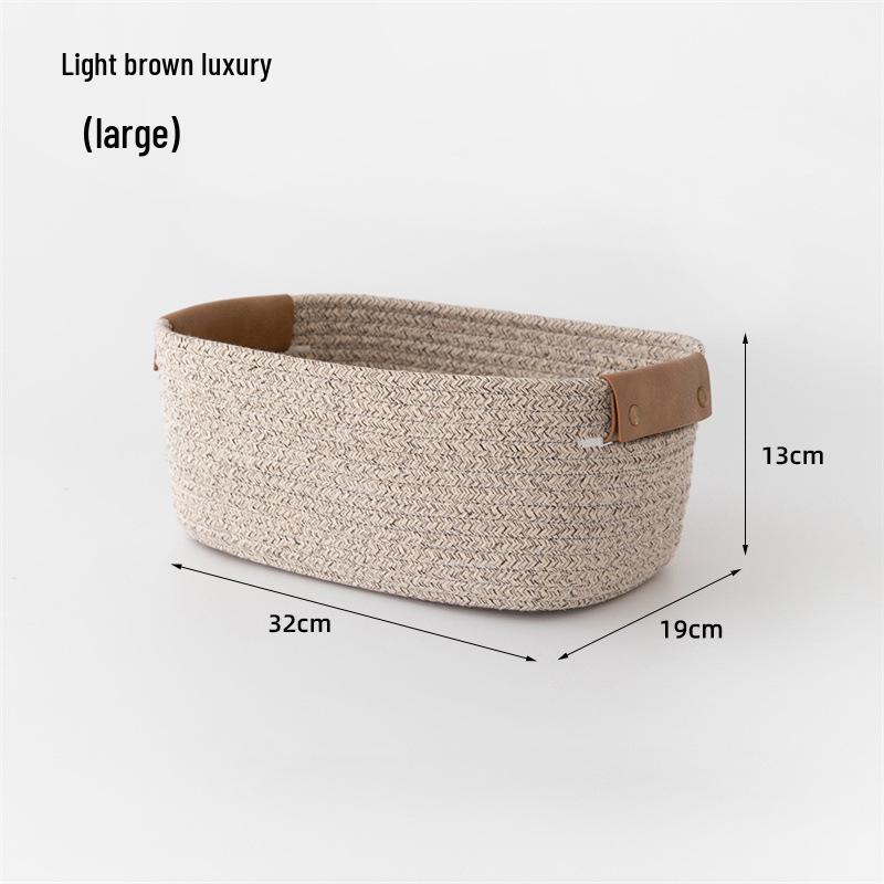 Coș de depozitare pliabil din frânghie de bumbac cu mânere - Organizator de birou pentru cosmetice și diverse