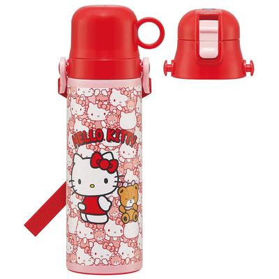Skater Stainless Steel Water 580ml and 570ml Hello Sanrio Cool Design for Kids' 2-Way Bottle, (Direct Drinking) (Cup Drinking), Kitty, Ushiro-Shiro,