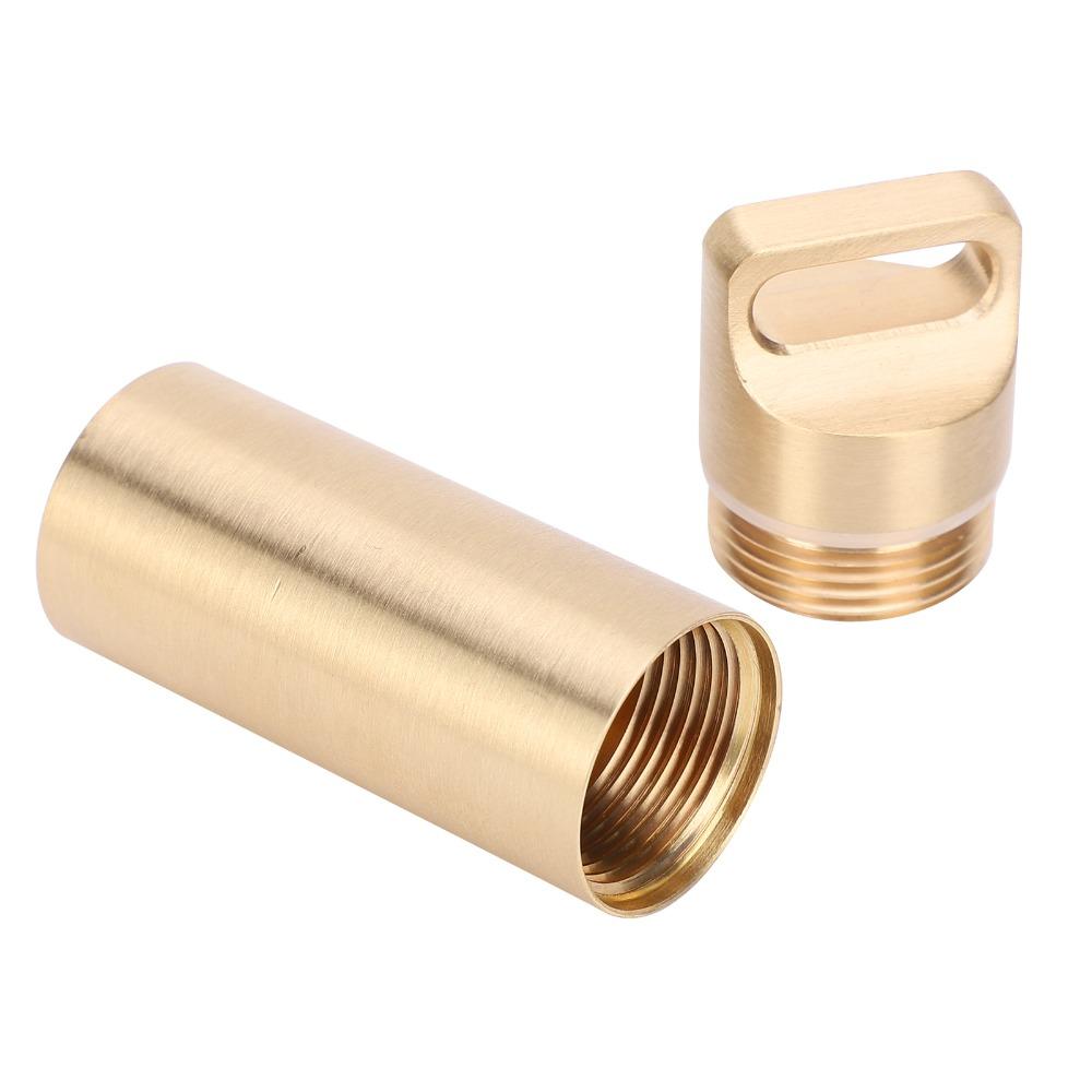 Brass Tablet Container Waterproof Pill Container Durable Capsule Box Holder  Outdoor Travel