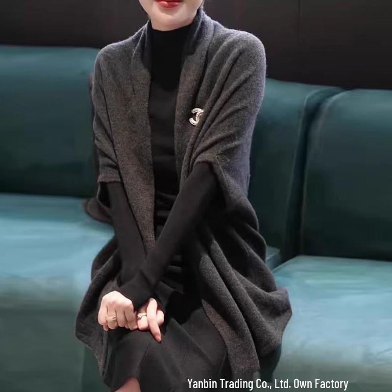 2025 New Style Women's 100% Pure Wool Shawl Cardigan – Autumn/Winter Elegant Knitwear