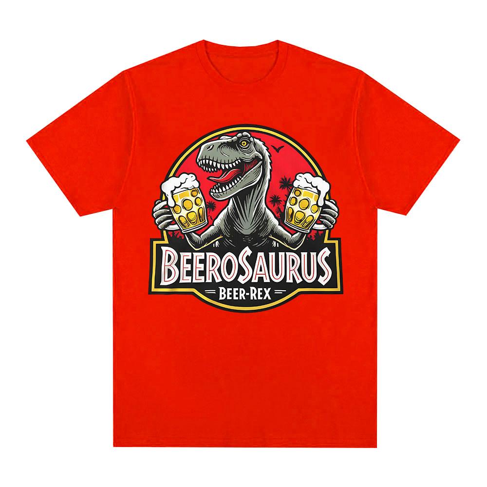 Beerosaurus Lustiger Bier Rex Dinosaurier T-Shirt Herren Damen Kleidung Mode Lässige T-Shirts Kurzarm T-Shirts