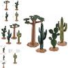 Modelo Animal Realista de PVC Decoração de Cena Árvores Tropicais do Deserto Cacto e Conjunto de Baobá
