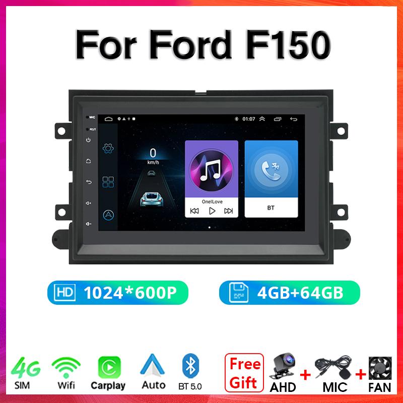 Car Radio with Wireless Carplay Android Auto for Ford F150 IPS Touch Screen GPS Navigation FAN MIC