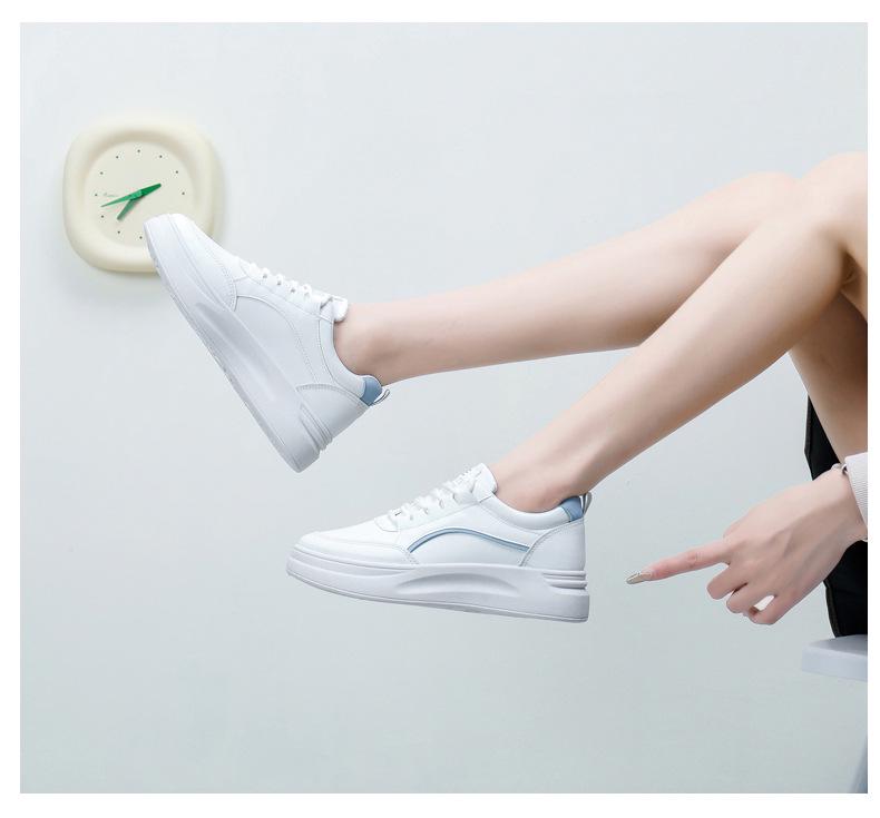 Korean Style Women's Platform Sneakers - Spring 2024 Casual White Shoes