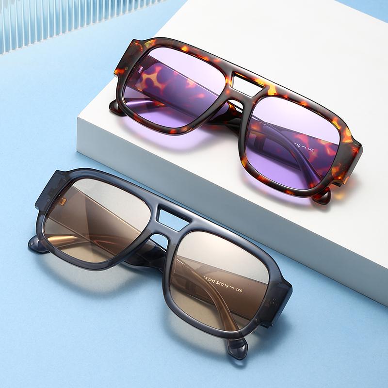 Protective Glasses 1/4 Sets Retro Large Frame Double Bridges Square Sun Glasses Women Candy Color Wide Legs Eyeglasses Outdoor