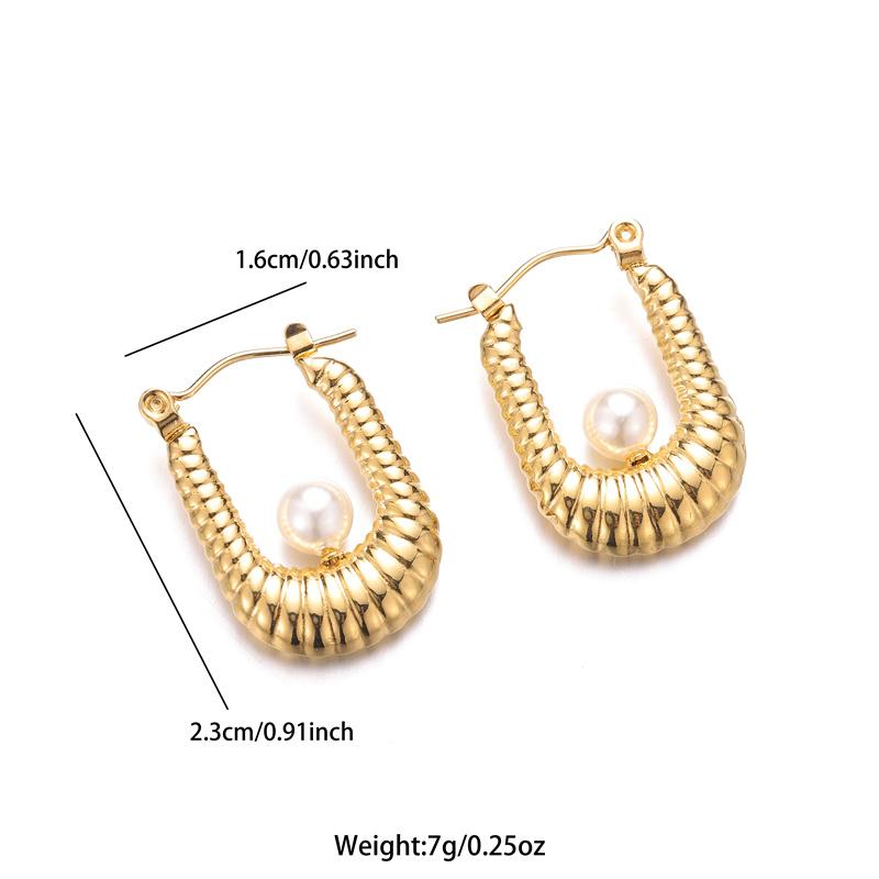 Atoztide Fashion Hollow Bamboo Hoop Earrings for Women Stainless Steel Jewelry Beads Ear Loop Threaded Earrings Mothers Day Gift