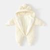2025 Autumn Winter Hooded Infant Newborn Baby Rompers Fleece Padded Cartoon One-pieced Outdoor Outfit for Baby Boys Girls