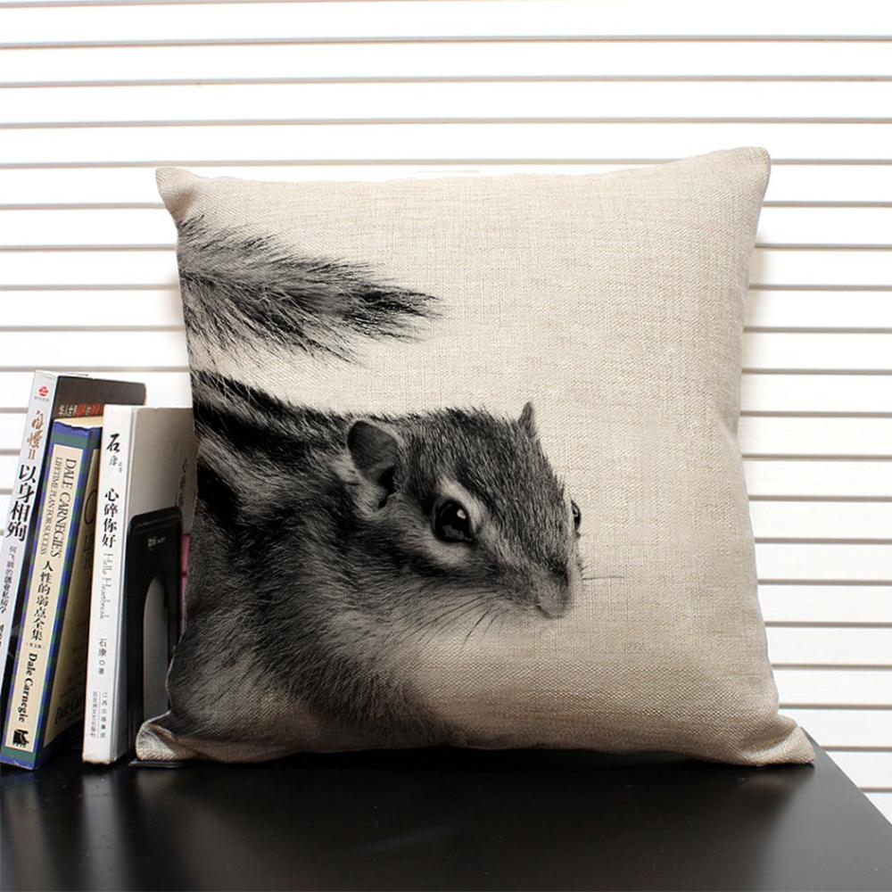 African Animal Lion Elephant Elk Decorative Pillow Cover Sofa Cushion Cover Farm Animal Portrait Linen Pillowcase 45x45cm