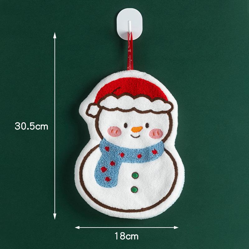 1/3Pcs Christmas Coral Fleece Hand Towels for Kitchen Bathroom Cartoon Gingerbread Man Snowman Tree Design Towel New Year Gifts