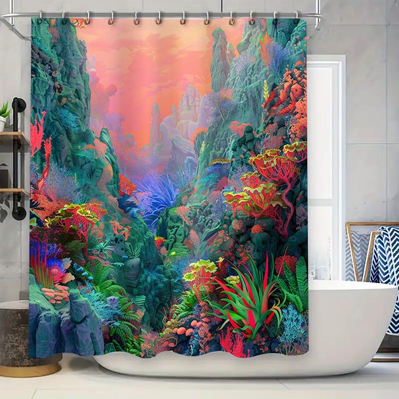 

Vibrant Underwater World Shower Curtain Ocean Coral Scene for Bathroom Decorations in Modern Style 180x240cm 90x180cm