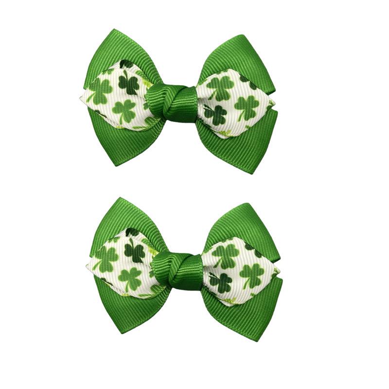 New Year Lucky Four-Leaf Clover Hair Clip for Kids зелёный
