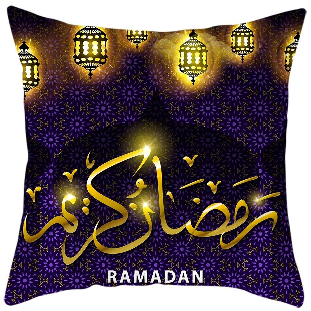 2024 New Eid al-Fitr Pillowcase Ramadan Arabic Calligraphy Pillowcase Islamic Mosque Muslim Home Decoration Cushion Cover