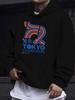 Men'S Casual All-Match Style Fashion Hoodie, New Unique Design, Tokyo Street Racing Print Dynamic Pattern Print - Casual Pullover, Kangaroo Pocket, St