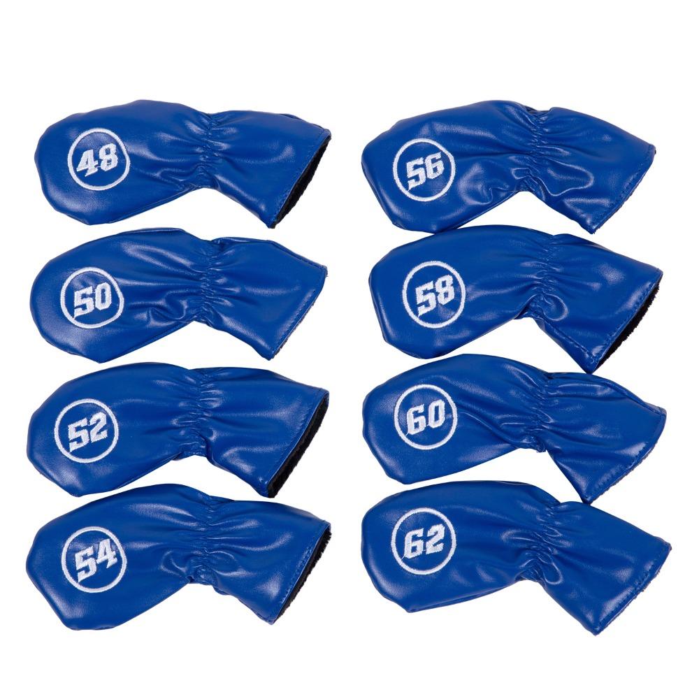 8pcs PU Material Golf Club Covers Lightweight Design Head Cover Set Protective Case Iron Wedges синий